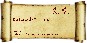 Koloszár Igor névjegykártya